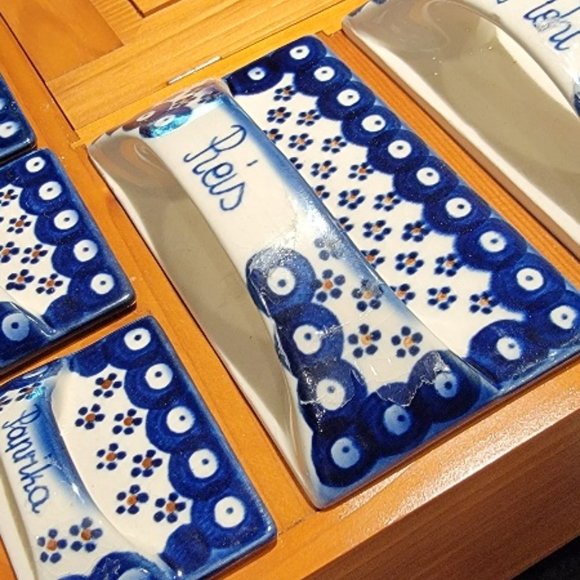 French Kitchen Porcelain & Wooden Wall Shelf Kitchen Apothecary Cabinet - Picture 15 of 15